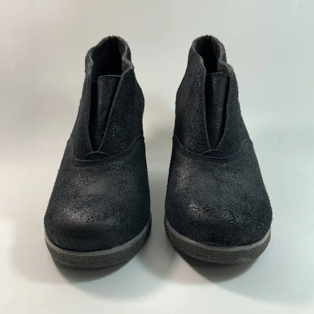 Sperry Top Sider Leather Wedge Boots Black Harlow Brooke 9